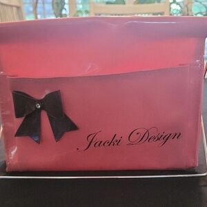 Jacki Design Pink Storage Bin with Black Bow